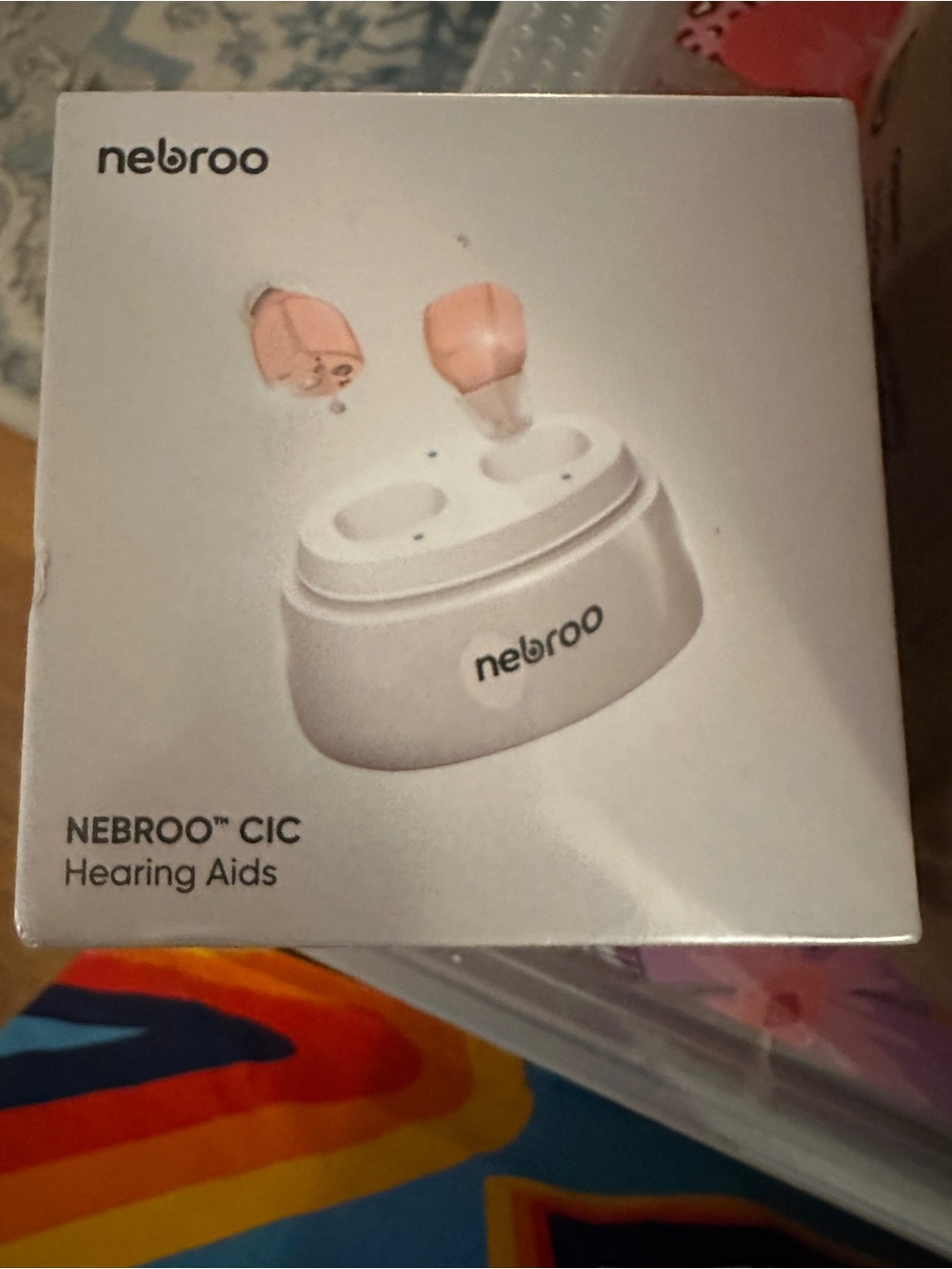 Nebroo Pink In-Ear Hearing Aids with Charging Case